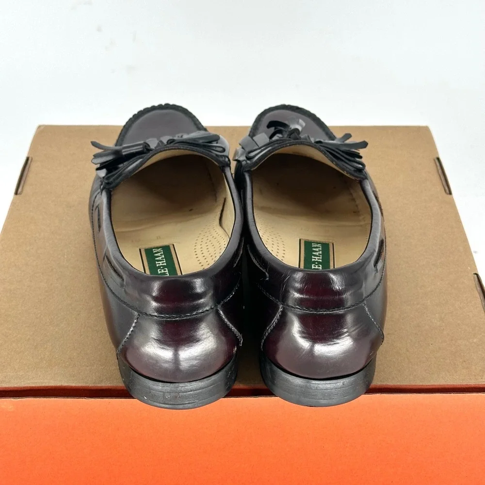 VTG Cole Haan Pinch Tassel Dark Cherry Leather Loafers Dress Shoes Fall Men 10 D